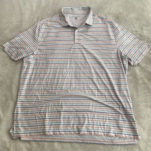 Hickey Freeman Mens Striped Short Sleeve Golf Polo Shirt XXL